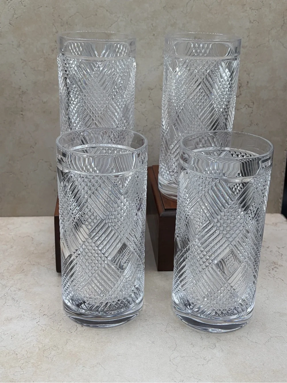 Ralph Lauren Argyle Crystal Highball Glasses  Set of 4 Limited Release 2009-2010